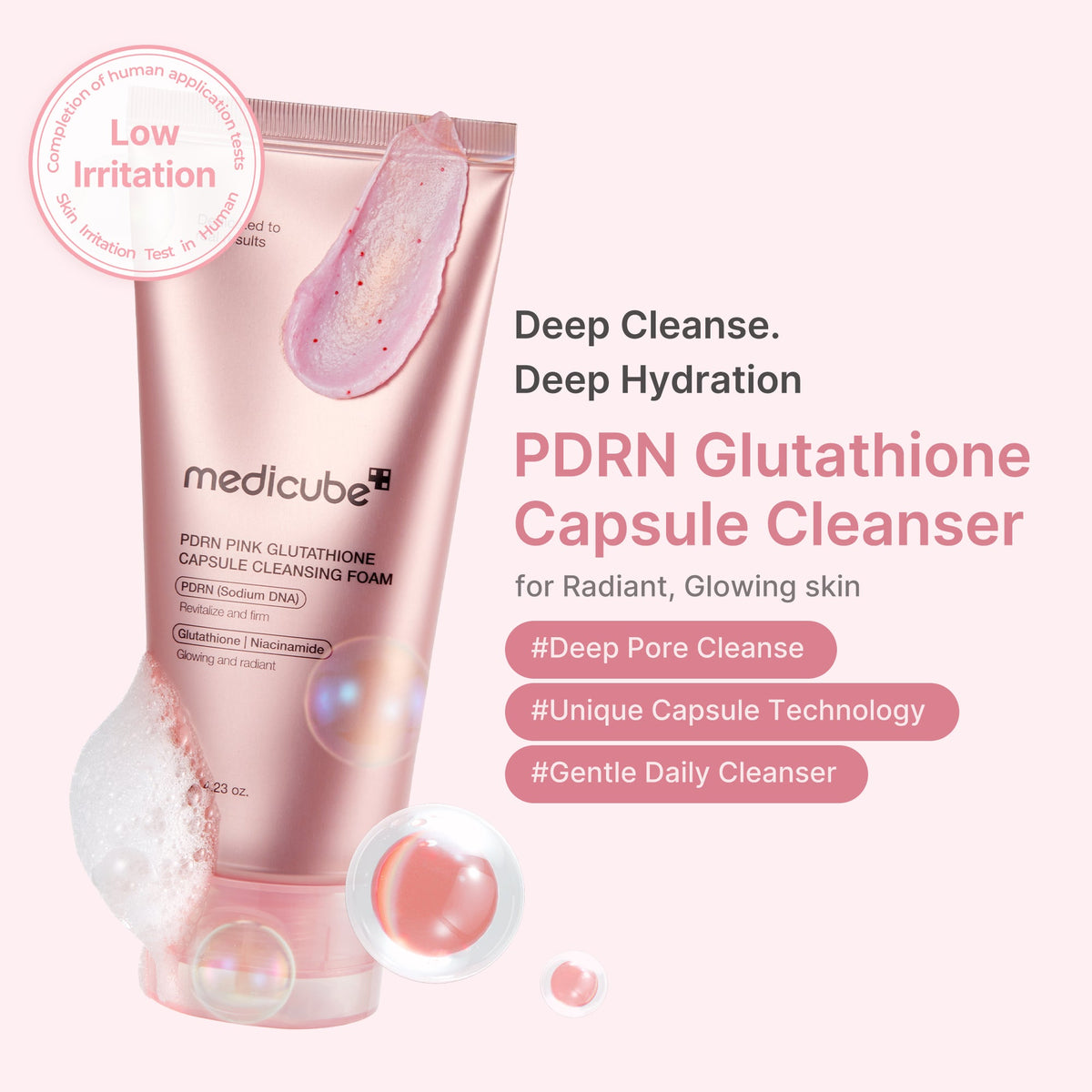 PDRN Pink Glutathione Capsule Foam Cleanser W0